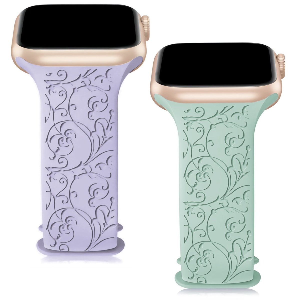 2 Pack Floral Totem Engraved Apple Watch Straps - RueZone Smartwatch 38MM/40MM/41MM Light Blue & Light Green