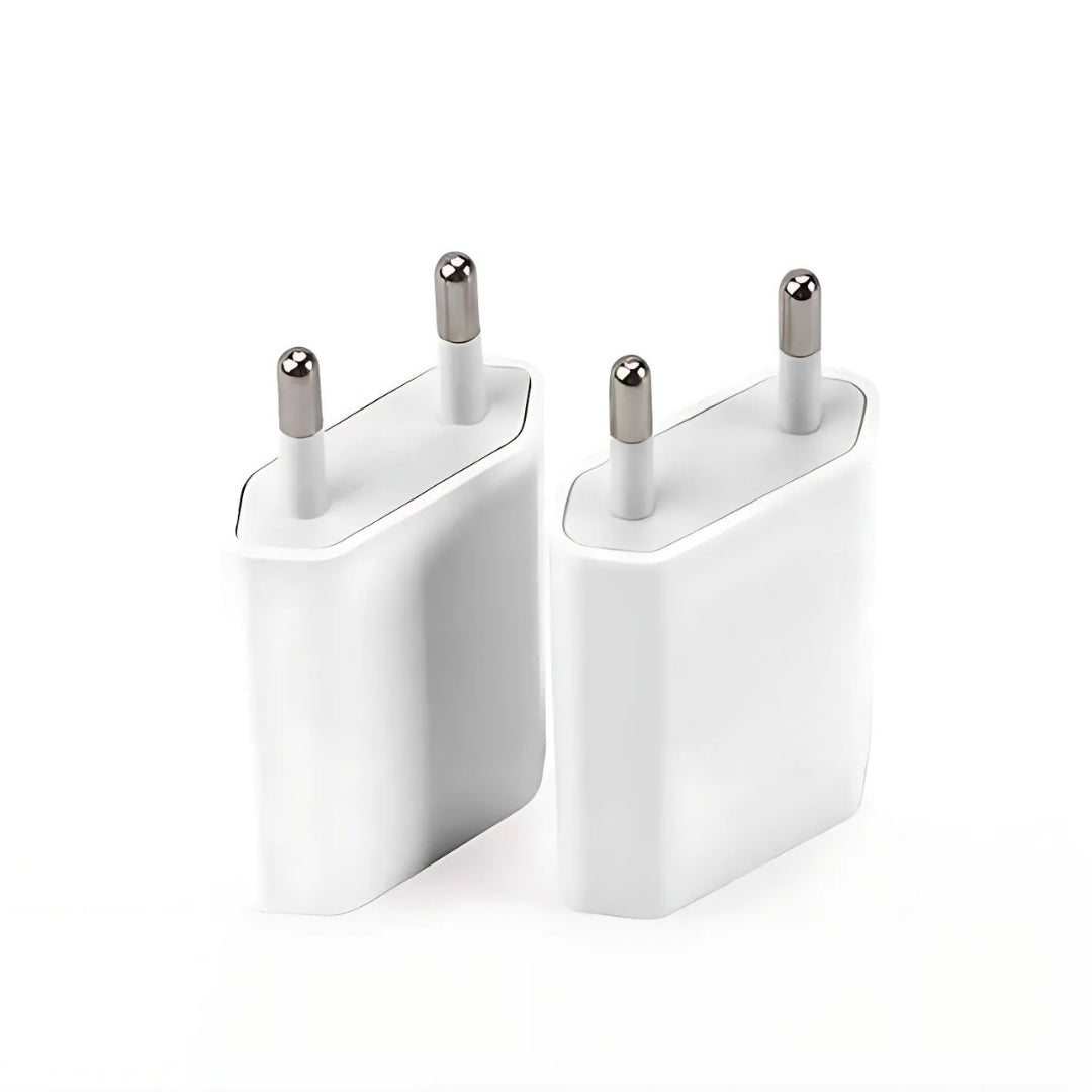 2x USB A to EU adapter white travel plug optimal safety, superior speed - RueZone