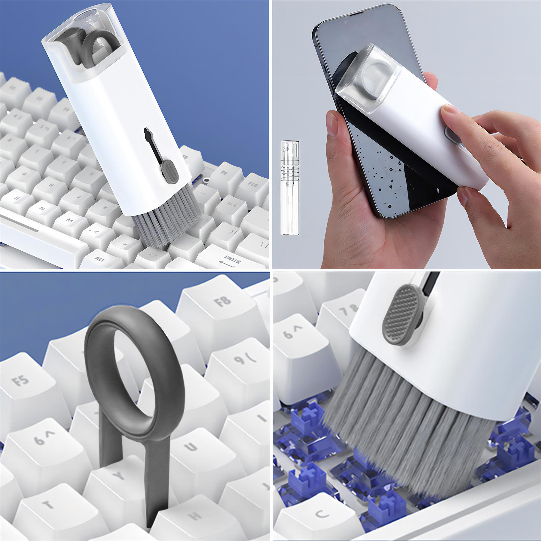 7-in-1 Cleaning Kit for Electronics – Screen and Keyboard Cleaner with Brushes, Suitable for Laptops, Phones, Keyboards, Earphones