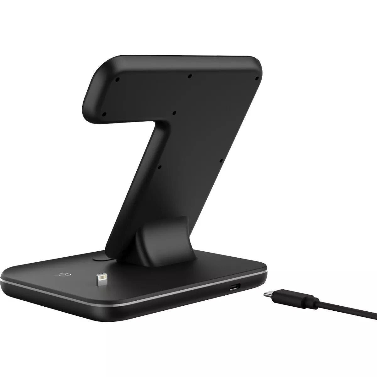 Galahad 3 - in - 1 Fast Wireless Charging Dock for Apple & Android Devices Qi 15w - RueZone Charger Black