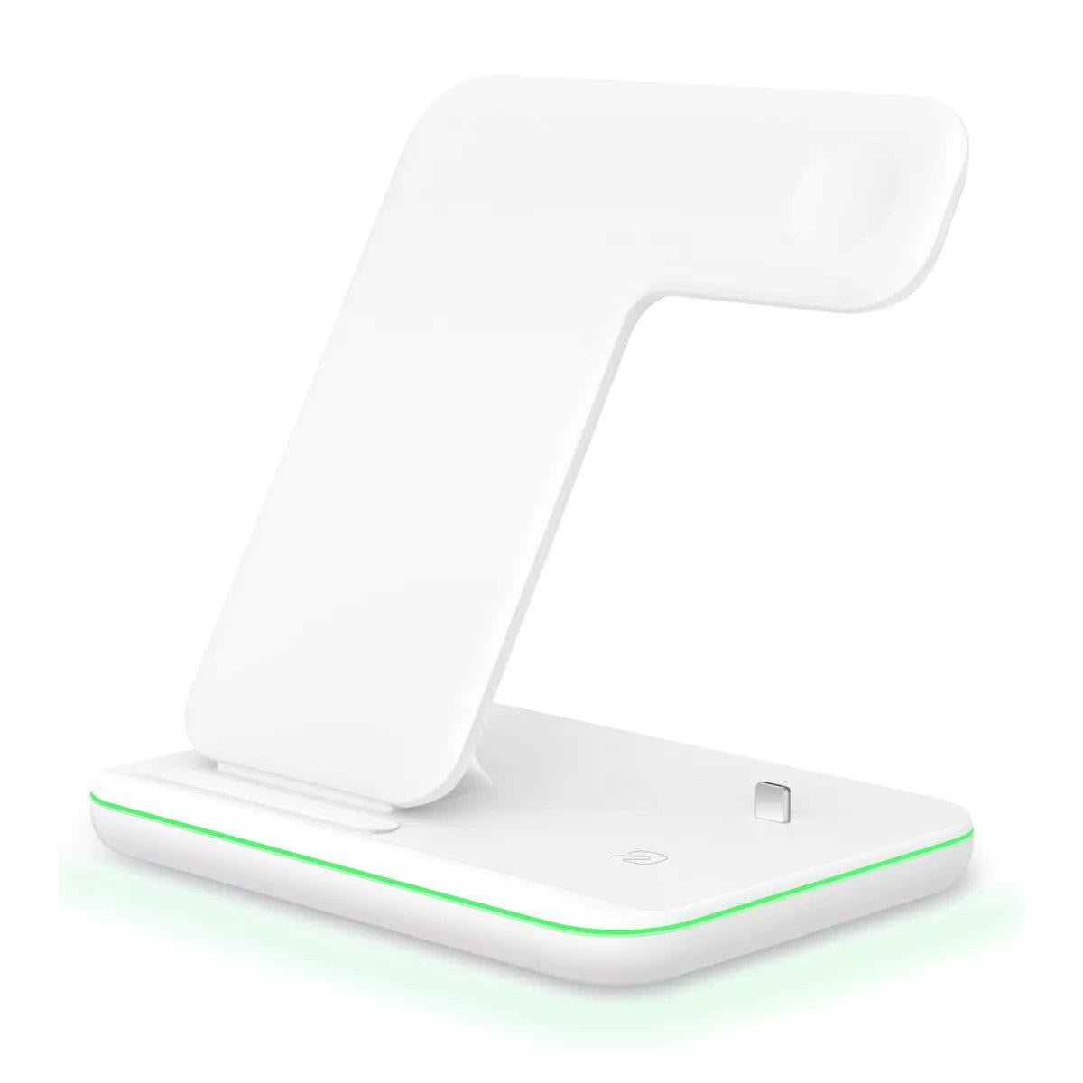 Galahad 3 - in - 1 Fast Wireless Charging Dock for Apple & Android Devices Qi 15w - RueZone Charger White