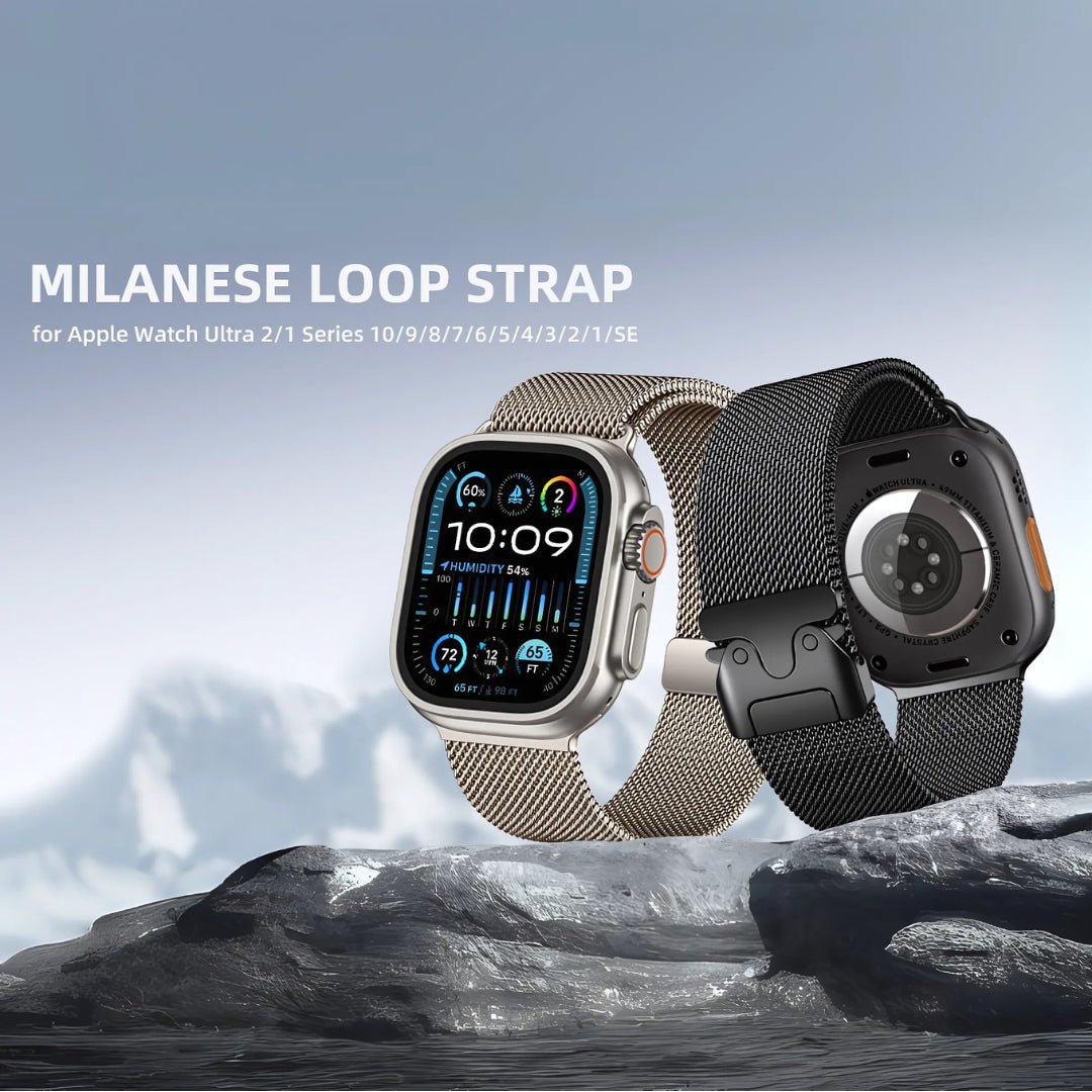 Milanese Loop Strap for Apple Watch Ultra 1 / Ultra 2 - 49mm - RueZone Apple Watch Straps 42/44/45/46/49mm Black Titanium