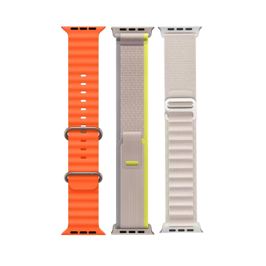 Set of 3 Bands for Apple Watch Ultra 2 & 1 - Ocean, Trail & Alpine Loop - 49mm - RueZone Apple Watch Straps