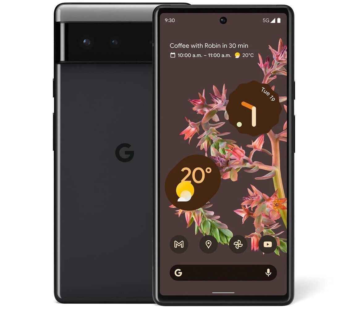 Google Pixel 6 Unlocked Refurbished - RueZone Smartphone New 128GB Stormy Black