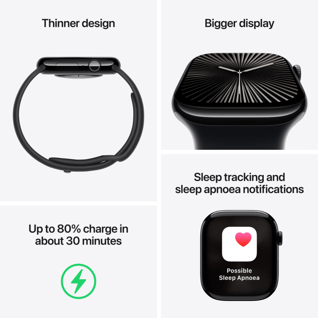 Apple Watch Series 10 Aluminum GPS + Cellular Refurbished - RueZone Smartwatch 42mm Jet Black Excellent