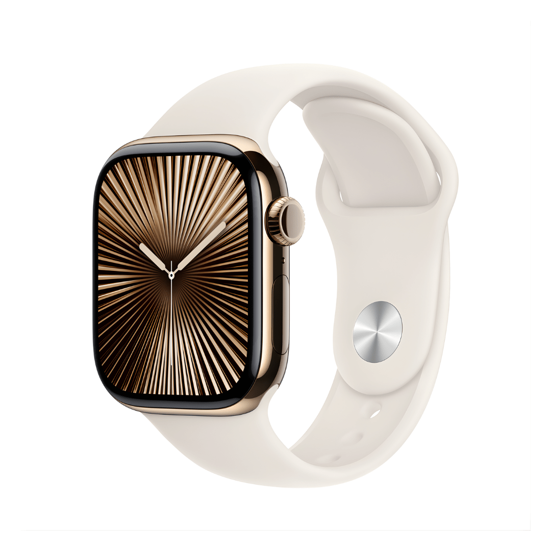 Apple Watch Series 10 Aluminum/Titanium GPS + Cellular Refurbished - RueZone Smartwatch 42mm Gold Excellent
