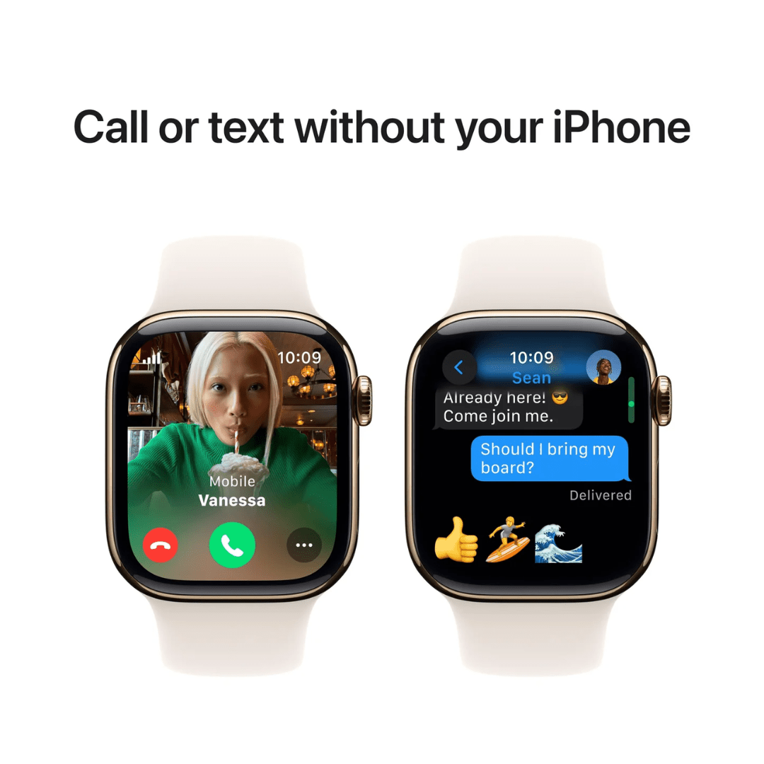 Apple Watch Series 10 Aluminum/Titanium GPS + Cellular Refurbished - RueZone Smartwatch 42mm Jet Black Excellent