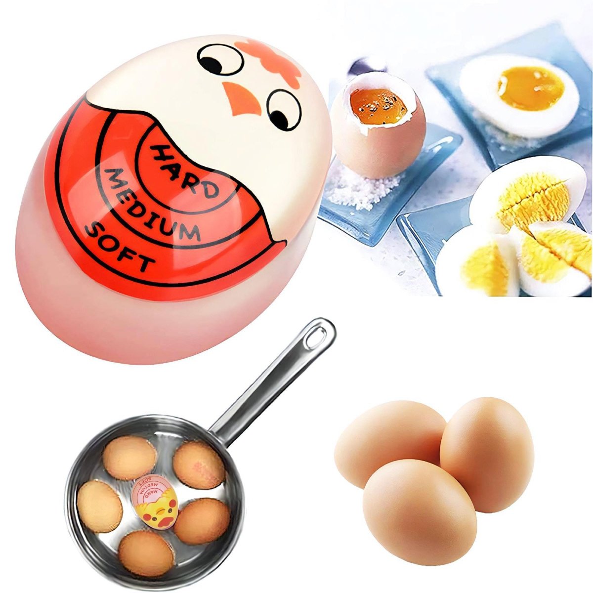 Cute Egg Timer Double Pack - Colour Changing Boiling Indicator, Reusable Cooking Aid for Soft to Hard Eggs, Kitchen Essentials - RueZone