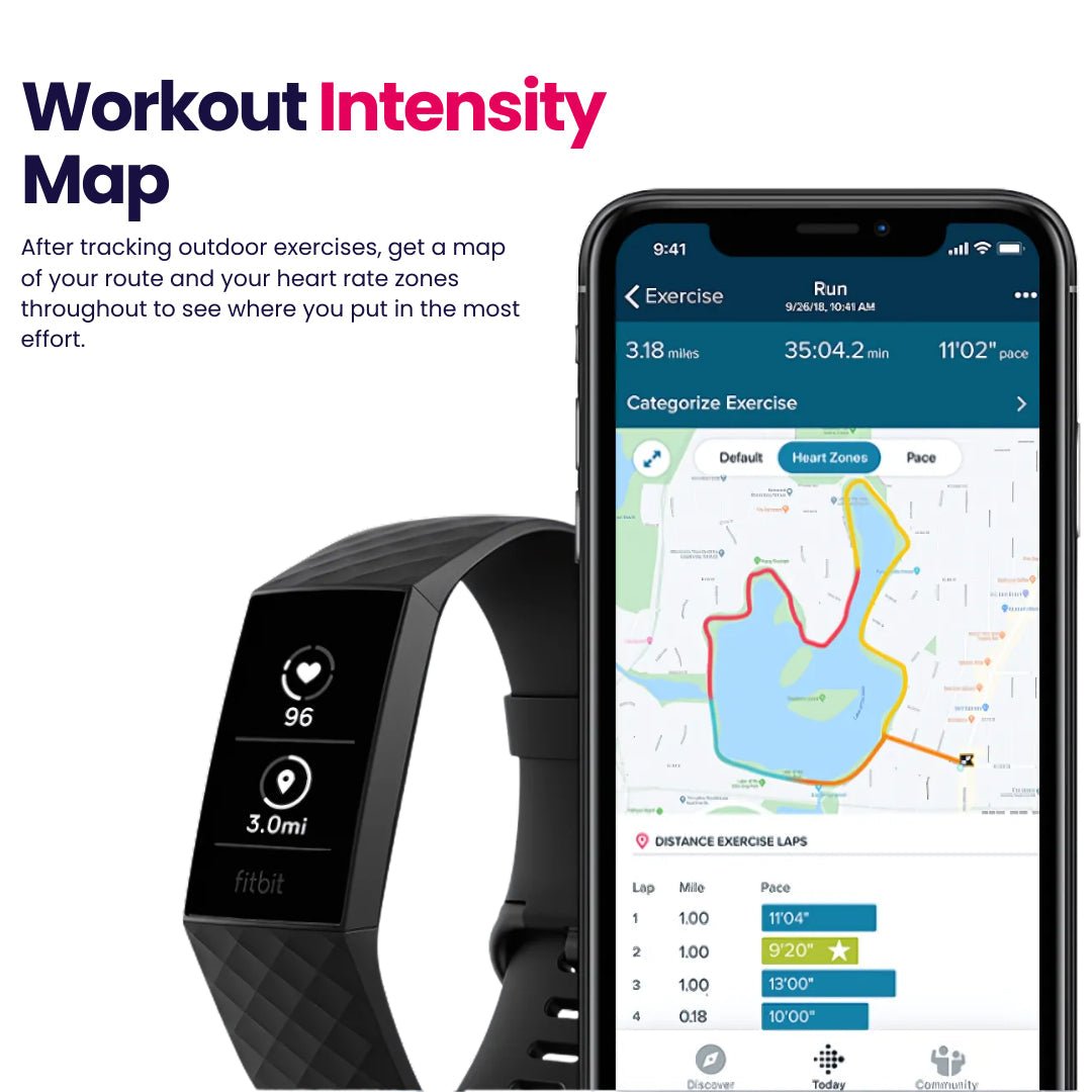 Fitbit Charge 4 Black GPS Fitness Tracker Refurbished Good - RueZone Smartwatch