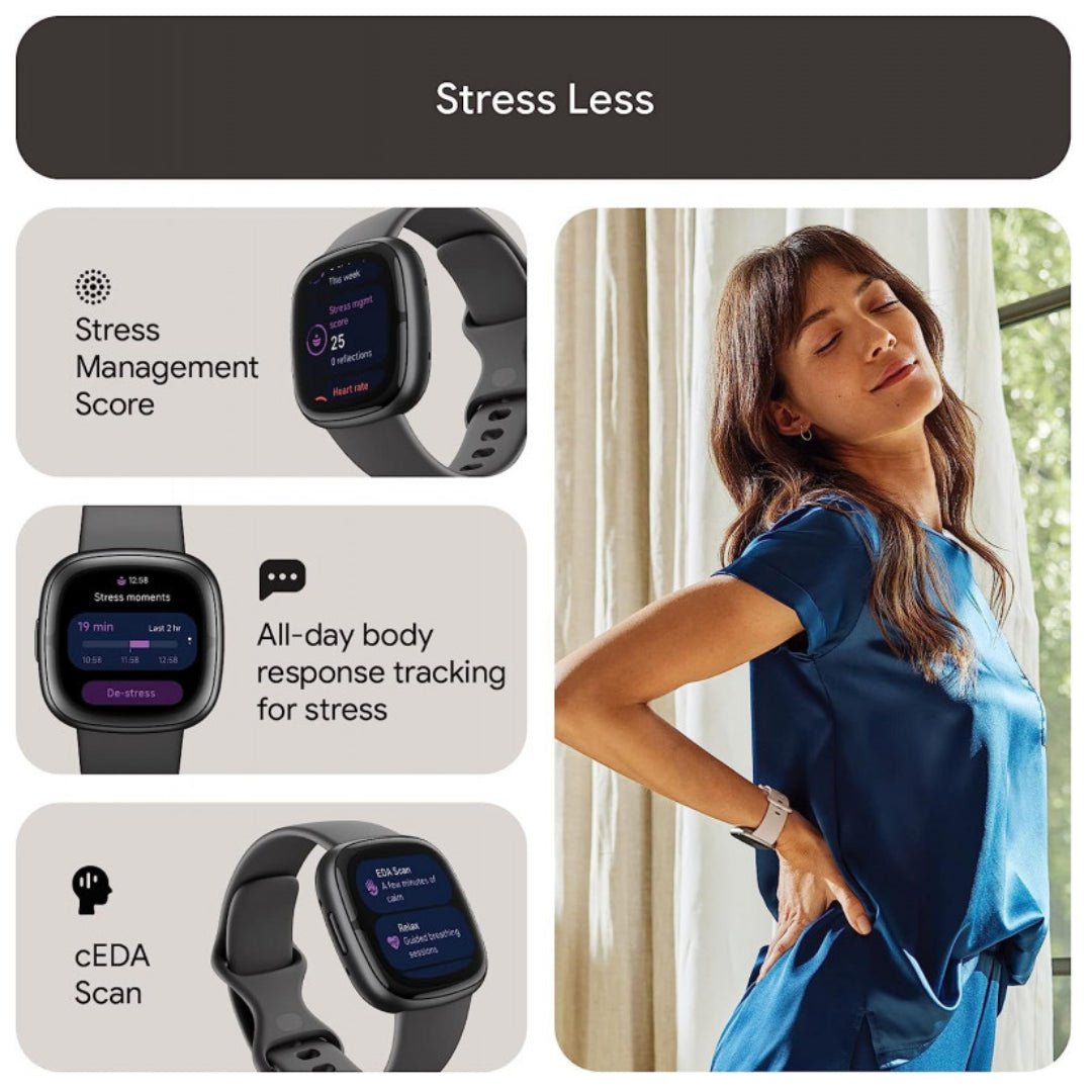 FitBit Sense 2 Smart Watch, Graphite/Shadow Grey, Fitness Tracker - RueZone Smartwatch Graphite Used