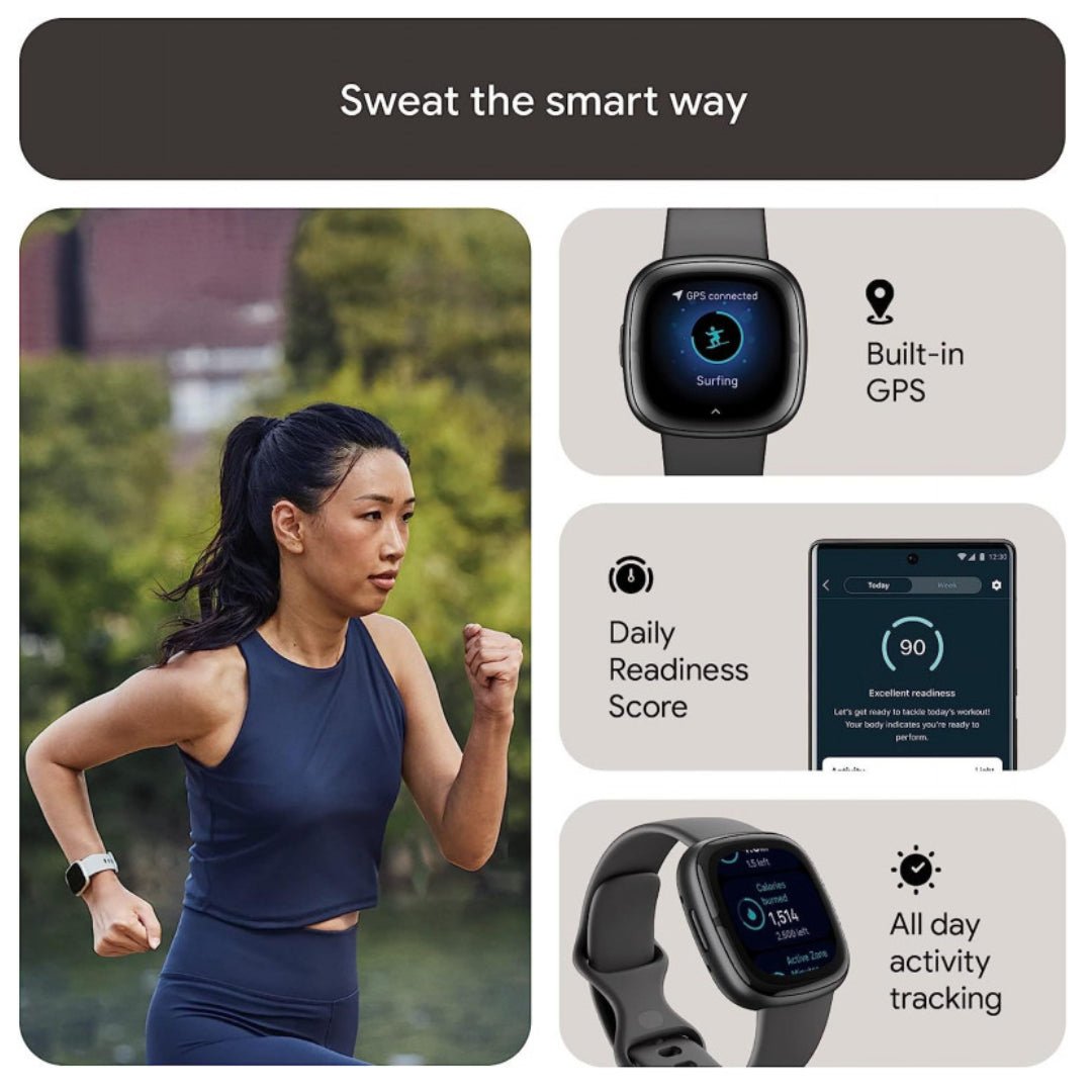 FitBit Sense 2 Smart Watch, Graphite/Shadow Grey, Fitness Tracker - RueZone Smartwatch Graphite Used
