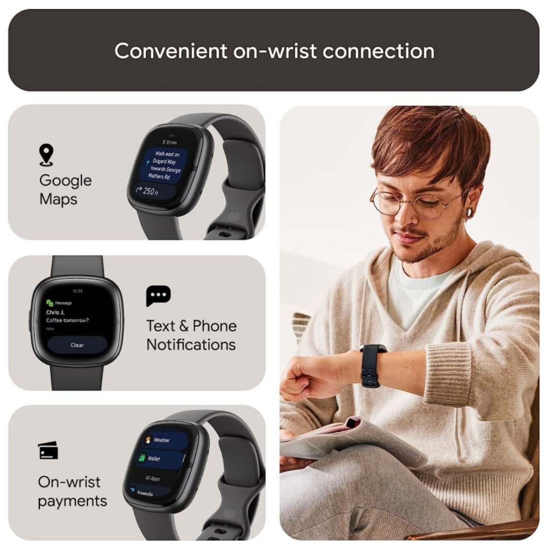 FitBit Sense 2 Smart Watch, Graphite/Shadow Grey, Fitness Tracker - RueZone Smartwatch Graphite Used