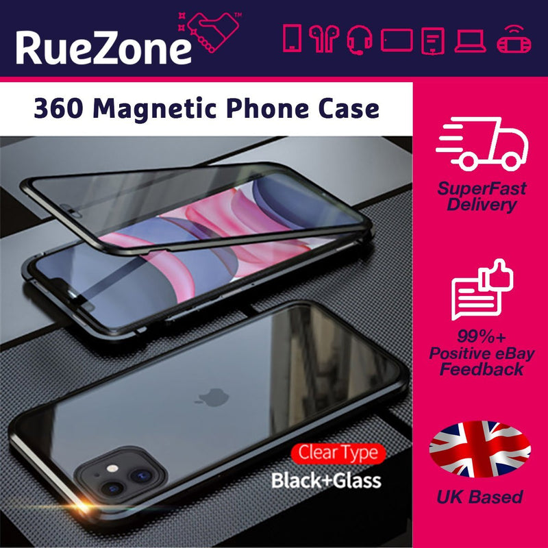 360º Magnetic iPhone 7s/8s Case Anti-Scratch Shock-Proof BLACK Metal Frame - RueZone Default