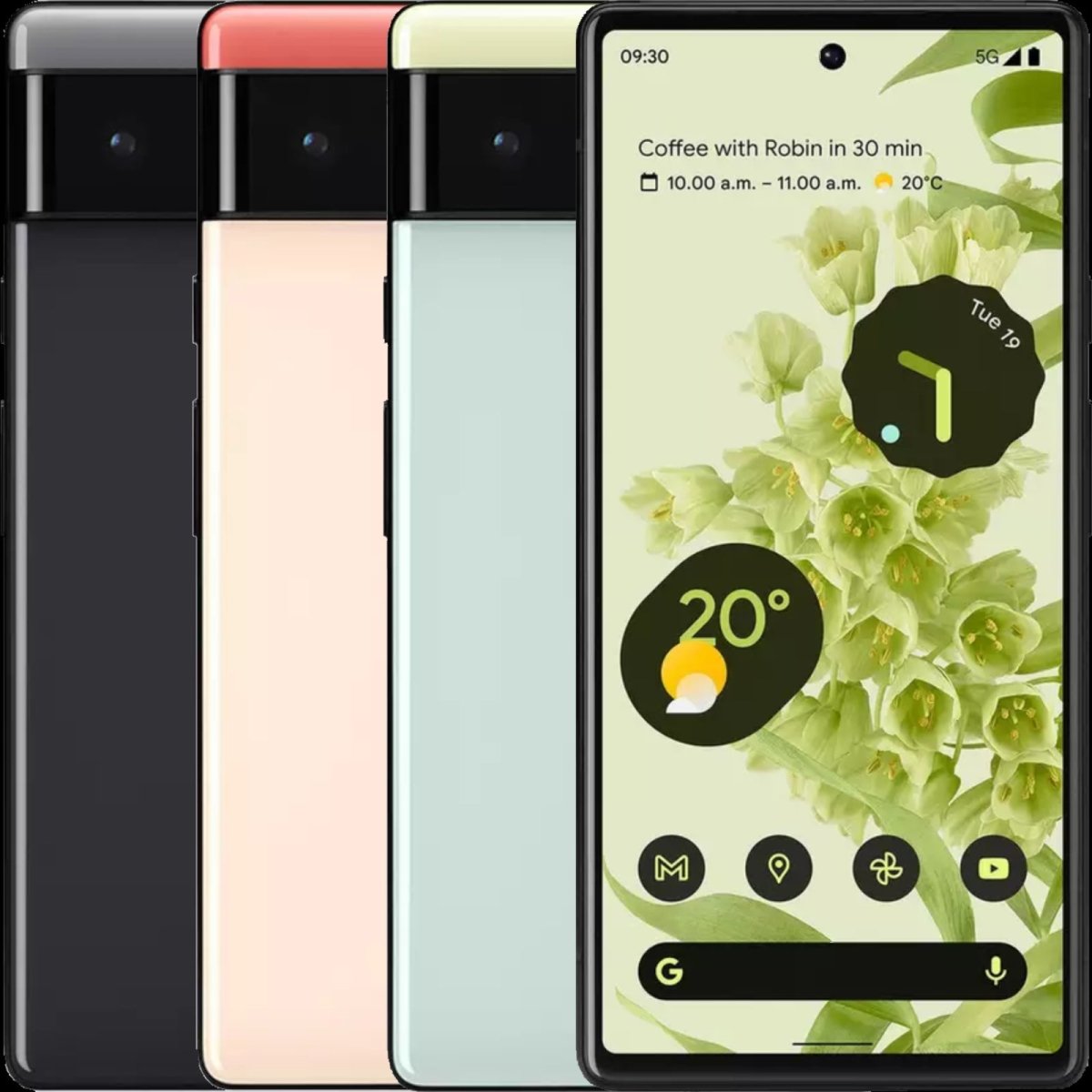 Google Pixel 6 Unlocked Refurbished - RueZone Smartphone New 128GB Stormy Black