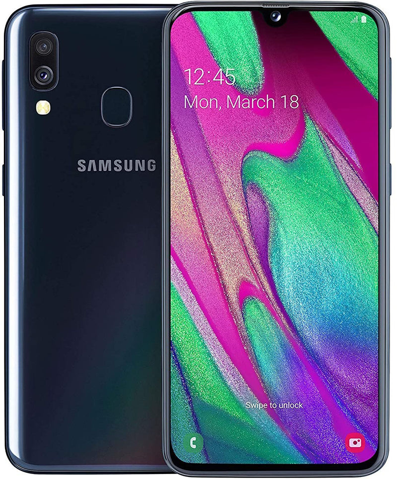 Samsung Galaxy A40 Refurbished Android Smartphone Unlocked - RueZone Smartphone Black Pristine 64GB